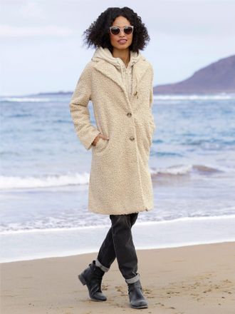 Heine Wintermantel HEINE, Damen, Gr. 38, beige (sand), 100% Polyester, Innenseite:100% Polyester, Wattierung:100% Polyester, unifarben, unifarben mit Farbei