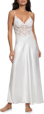 In Bloom by Jonquil Lorena Lace & Satin Nightgown in Ivory at Nordstrom, Size X-Large