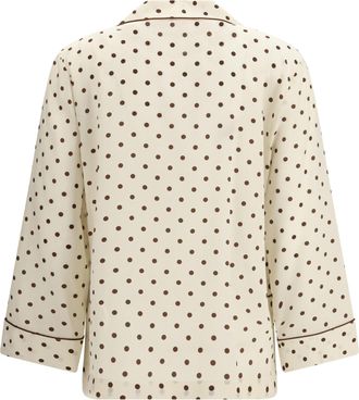 P.A.R.O.S.H. Womens Polka-Dot Silk Shirt Fantasia Panna