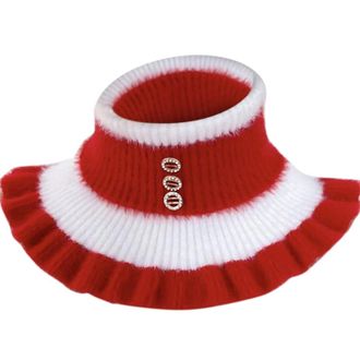 Generic Christmas Turtleneck Dickey Collar Stripe Knitted Collar Detachable False Collar Neck Warmer Scarf For Women Silk Head Scarf for Womens Hair (Red, One