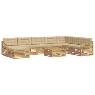 vidaXL Conjunto De Sof&aacute;s De Exterior 9 Uds. Y Beige Poli&eacute;ster Vidaxl