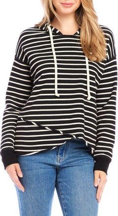 Karen Kane Stripe Asymmetric Hem Hoodie at Nordstrom, Size X-Small