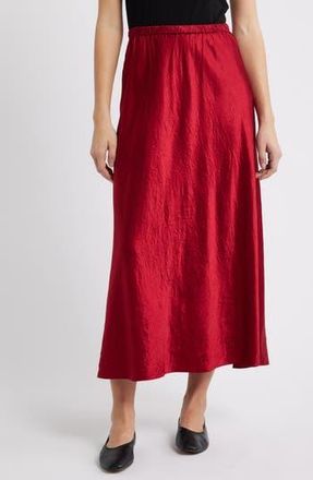Eileen Fisher Crinkle Satin Bias Skirt in Ruby at Nordstrom Rack, Size Xx-Small