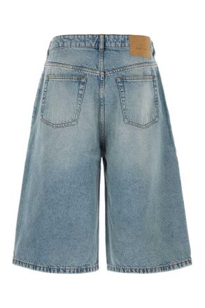 Ami Mens Denim Bermuda Shorts Bleuused Exterior: Cotton