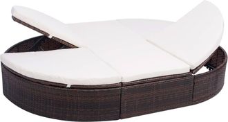 vidaXL Vidaxl - Tumbona De Jard&iacute;n Con Cortinas De Rat&aacute;n Sint&eacute;tico Marr&oacute;n