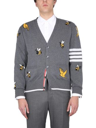 Thom Browne Cardigan With Birds And Bees Inlays
