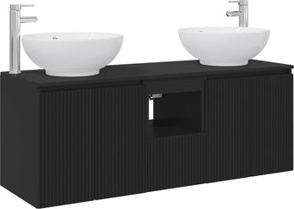 vidaXL Juego De Muebles De Ba&ntilde;o 3 Uds. Negro 49,5 X 44,5 X 65 Cm Vidaxl