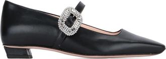 Roger Vivier Womens Bv Mini Strass Babies Dec 25 - Black Leather - Size EU 40