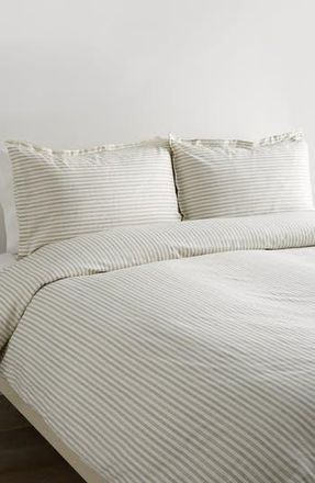 Melange Home Stripe 400 Thread Count Cotton Duvet Set in Grey at Nordstrom Rack, Size King
