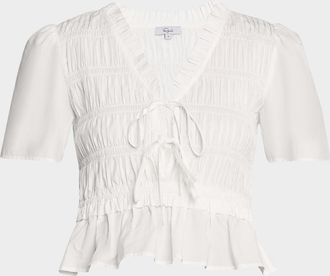 Rails Portia Shirred Tie-Front Blouse