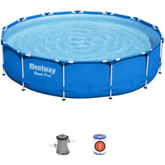 Bestway Steel Pro 13 X 33/3.96m X 84cm Pool Set - Material Duradero Y Montaje Sencillo - Estabilidad Adicional - Piscina Desmontable, Jard&iacute;n, Pvc Robusto - Be