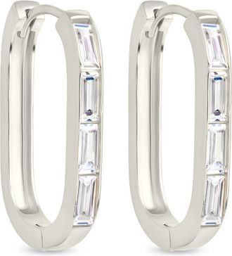 Sterling Forever Roxanne CZ Micro Hoop Earrings