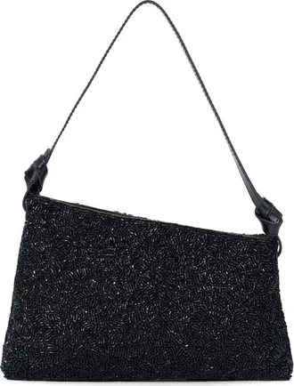 Staud Dani Mini Leather & Bead Shoulder Bag in Black at Nordstrom