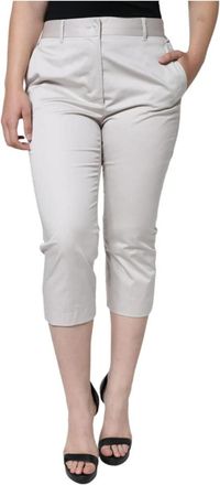 Dolce & Gabbana Witte Katoenen Skinny Ritsbroek - Dames - Vrijetijds broeken - Wit - L - Katoen - Broeken