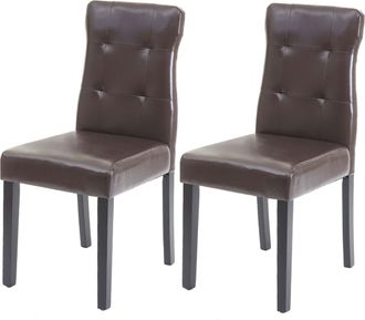 Hhg Nunca Usado] Juego De 2 Sillas De Comedor Hhg 983, Silla De Comedor, Polipiel Marr&oacute;n, Patas Oscuras