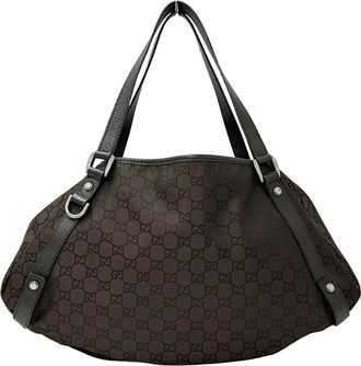 Gucci Abbey Dark Brown Nylon Shoulder Bag Tote Bag (Pre-Owned)