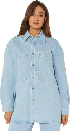 Nanushka Lichtblauwe Franse Kraag Shirt - Dames - Spijkeroverhemden - Blauw - S - Katoen - Overhemden