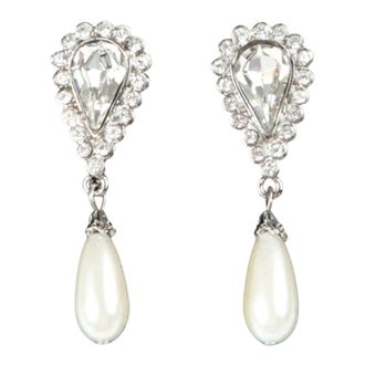 Alessandra Rich Orecchini con perle e cristalli con pendente - - Accessories - Donna - Bianco - ONE SIZE