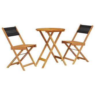 Berkfield Home 3 Piece Bistro Set Black Polypropylene & Solid Wood