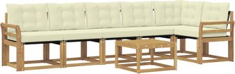 vidaXL Conjunto De Sof&aacute;s De Exterior 7 Uds. Blanco Y Crema Vidaxl