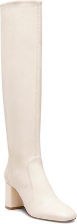 Stuart Weitzman Lucie Knee High Block Heel Boot in Cream. at Nordstrom, Size 8.5