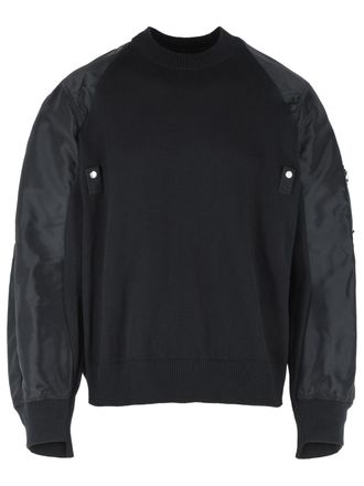 sacai Black Cotton Blend Sweater