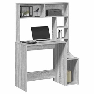 Berkfield Home Desk with Shelves Grey Sonoma 100x45x140 cm Engineered Wood | Size: 100 x 45 x 140 cm