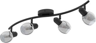 Loops Flush Ceiling Light Black Shade Black Transparent Glass Vaporized Bulb E14 4x28W