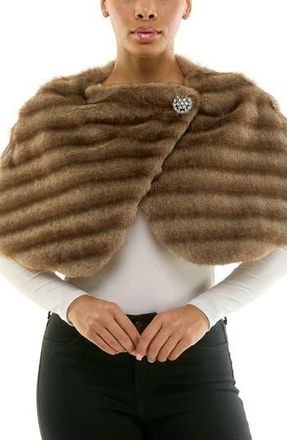 Nina Leonard Ribbed Faux Fur Capelet in Brown at Nordstrom Rack, Size X-Large