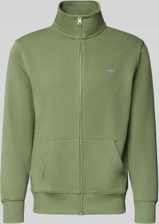 GANT Regular Fit Sweatjacke mit Stehkragen Modell Gield in Oliv, Gr&ouml;&szlig;e XXXL