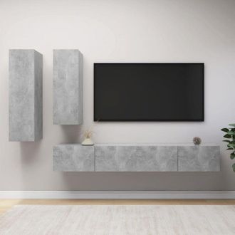 vidaXL Set Porta tv 4 pz Grigio Cemento in Truciolato