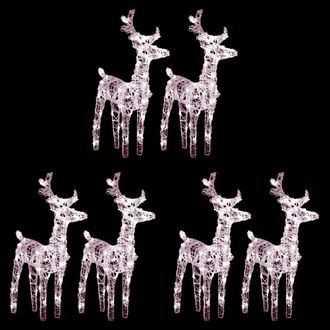 vidaXL Renos De Navidad 6 Unidades 240 Leds Blanco C&aacute;lido Acr&iacute;lico Vidaxl