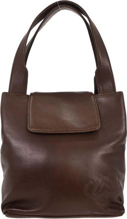 Loewe Anagram Handbag Leather Brown Leather Handbag (Pre-Owned)