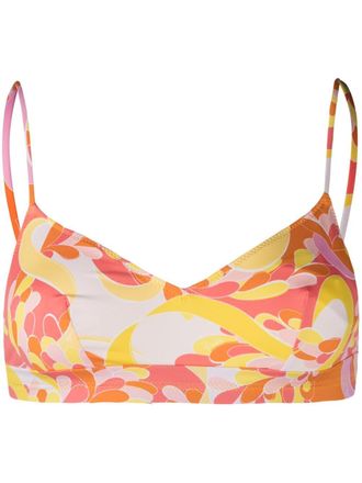 Pucci abstract-print bikini top - women - Polyamide - 40 - Orange