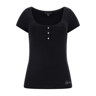 Guess Mujer, Camisetas, Negro, Talla: S