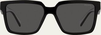 Prada Contrasting Logo Square Acetate & Plastic Sunglasses