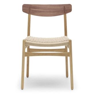 Carl Hansen & S&oslash;n Carl Hansen - CH23 Chair, Eiche ge&ouml;lt / Walnuss ge&ouml;lt / Naturgeflecht (Abdeckkappe Walnuss)