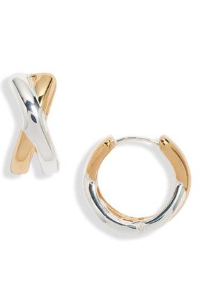 Nordstrom Demi Fine Crisscross Huggie Hoop Earrings in 14K Gold- Sterling Plated at Nordstrom