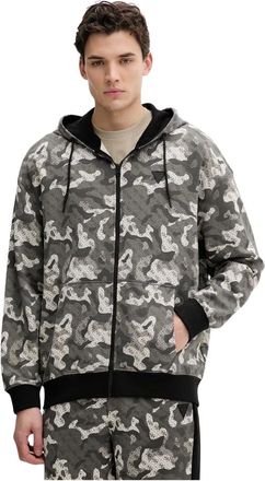 Guess Hoodies & sweatvesten, Heren, Grijs, S, Katoen, Chayton Zip-through Hoodie