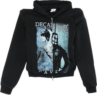 VETEMENTS Cof Cut up Extreme Shoulder Fitted Zip up Hoodie