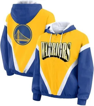 WEAR by Erin Andrews Womens WEAR by Erin Andrews Gold/Royal Golden State Warriors Color-Block Full-Zip Windbreaker at Nordstrom, Size Large