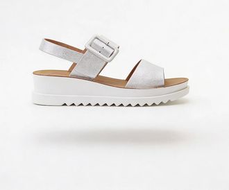 Heavenly Feet Womens Heavenly Feet PISTACHIO Womens Ankle Strap Sandals Silver - Size: 6.5