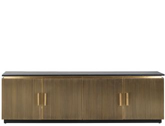 Richmond Interiors Grosses Design Lowboard Ironville mit schwarzer Marmorplatte 200 x 61 cm