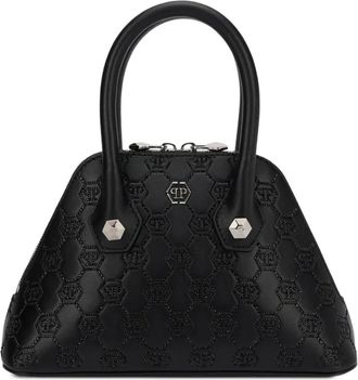 Philipp Plein Majestic kleine tas met monogram en stras - Zwart