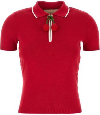 Valentino Garavani Red Cotton Polo Top