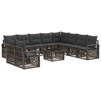 vidaXL Conjunto De Sof&aacute;s De Jard&iacute;n 11 Pcs Gris Rat&aacute;n Sint&eacute;tico Vidaxl