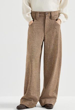Brunello Cucinelli Virgin wool donegal baggy five-pocket trousers with monili in Cappuccino at Nordstrom, Size 46