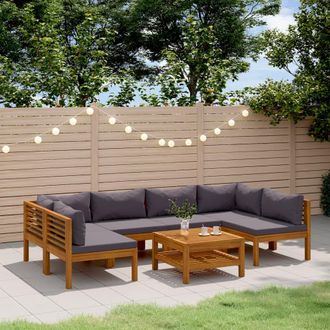 vidaXL Muebles De Jard&iacute;n 7 Pzas Cojines Madera Maciza De Acacia Vidaxl