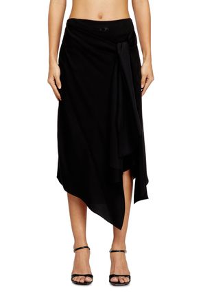 Diesel Skirt in fluid cupro with front knot - Skirts - Woman - Black