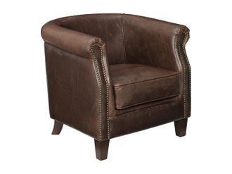 Vente-Unique Sill&oacute;n club de piel envejecida ENGUERRAND